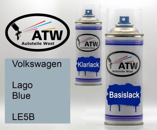 Volkswagen, Lago Blue, LE5B: 400ml Sprühdose + 400ml Klarlack - Set, von ATW Autoteile West.